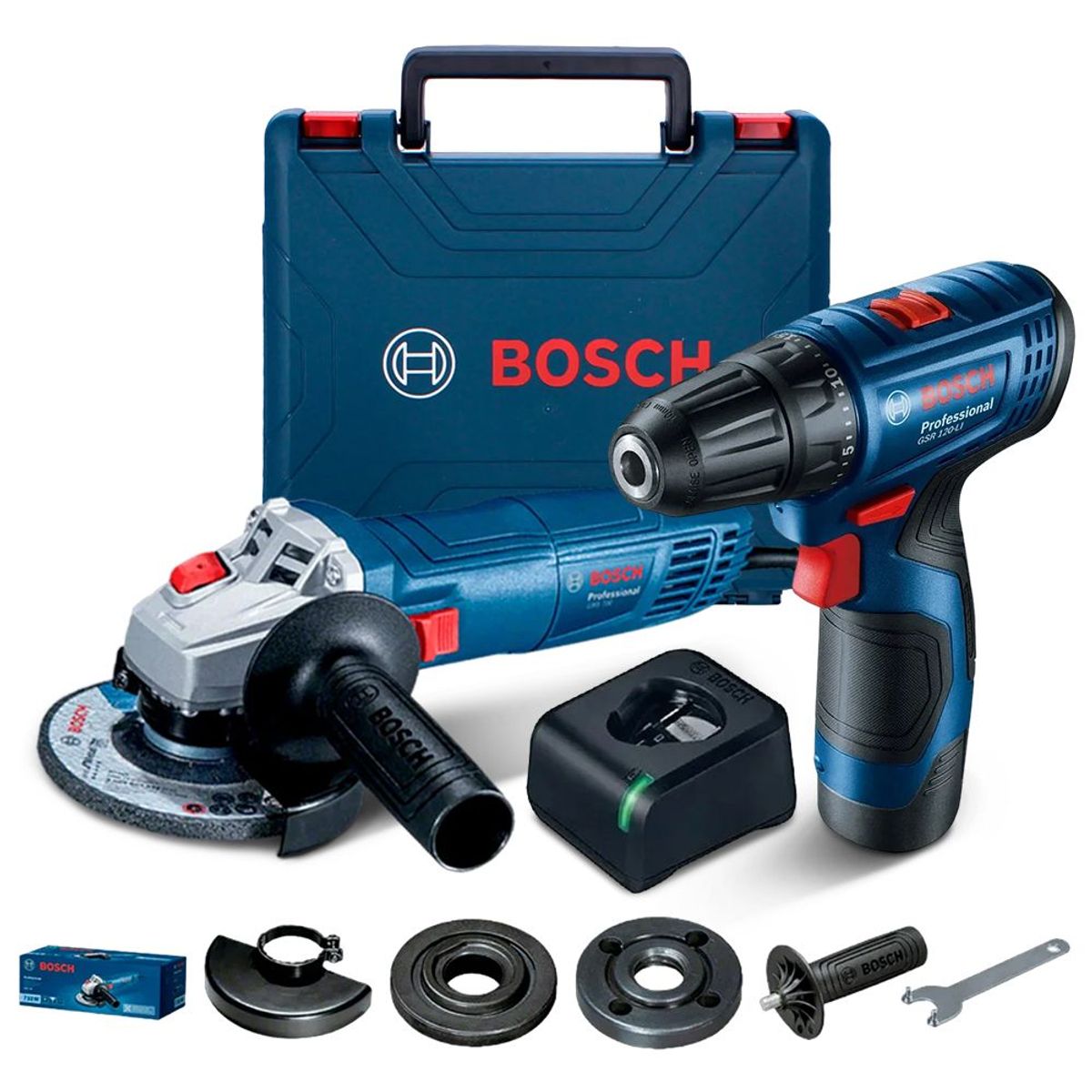 BOSCH - Combo Taladro Atornillador Gsr 120+ Esmeril Bosch gws 700 -