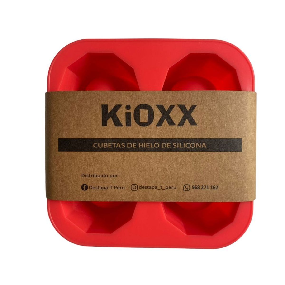 KIOXX - Cubeta de Silicona Vaso Shot 4 Cavidades KiOXX Rojo