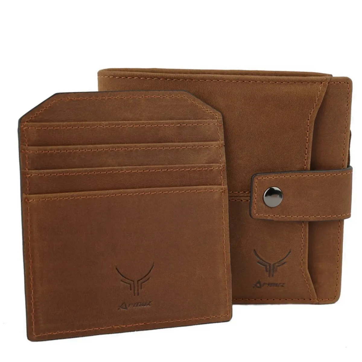 ARMUZ - Billetera de Cuero Vacuno De Alta Gama 8929 RFID y Tarjetero Extraíble