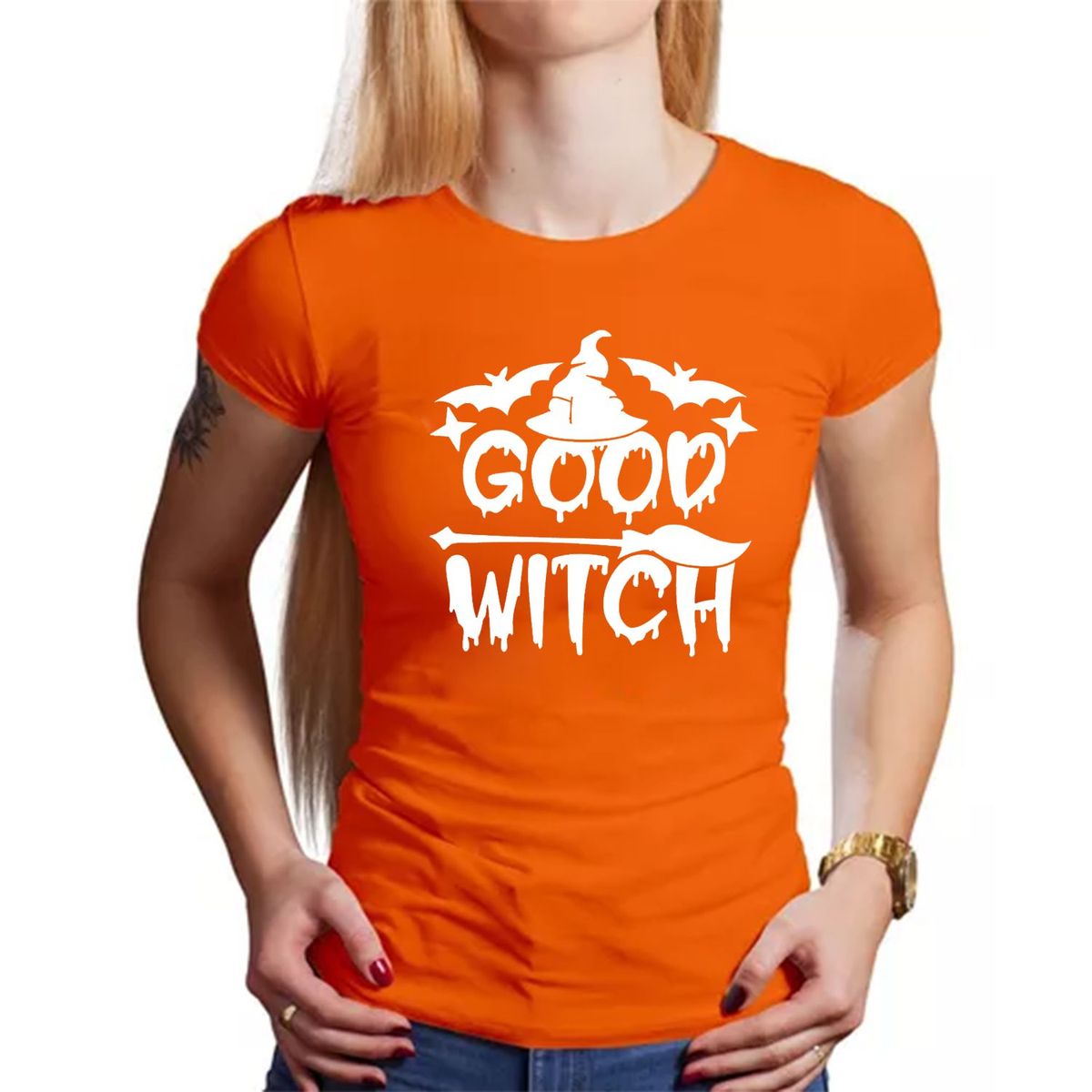 GENERICO - Polo Naranja Brilla Oscuridad Halloween Good witch