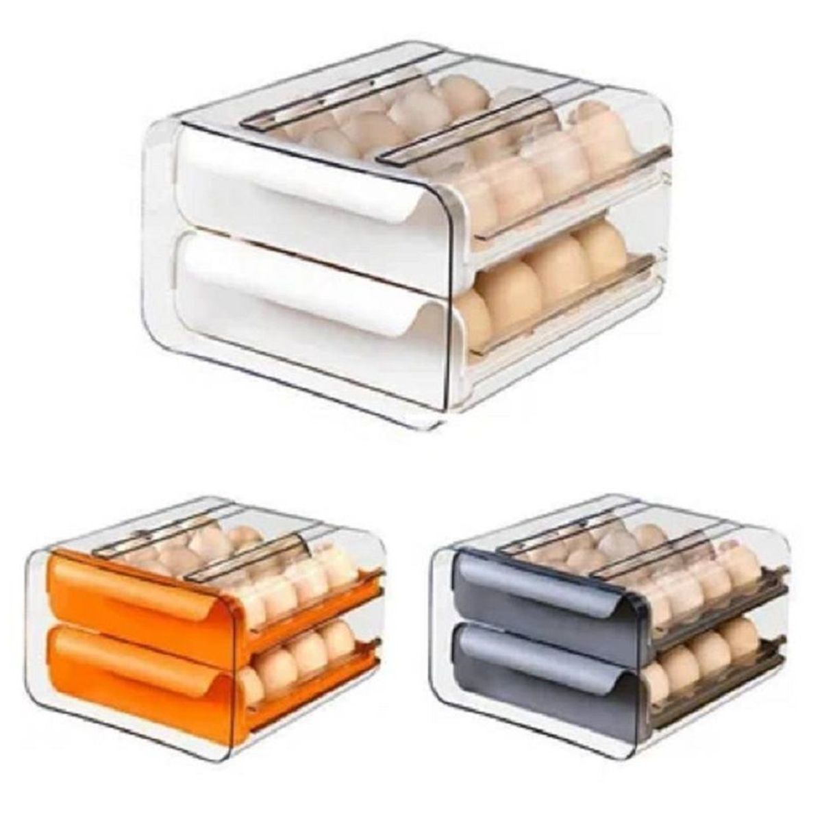 GENERICO - Organizador De Huevos 2 niveles 32 unidades- Porta Huevo Naranja