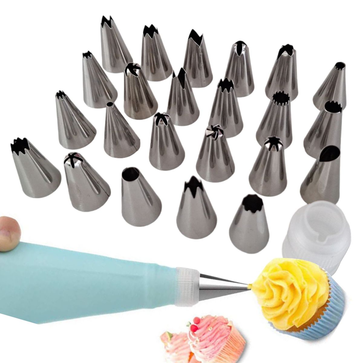 GENERICO - 23 Boquillas + Adaptador S para decorar en reposteria