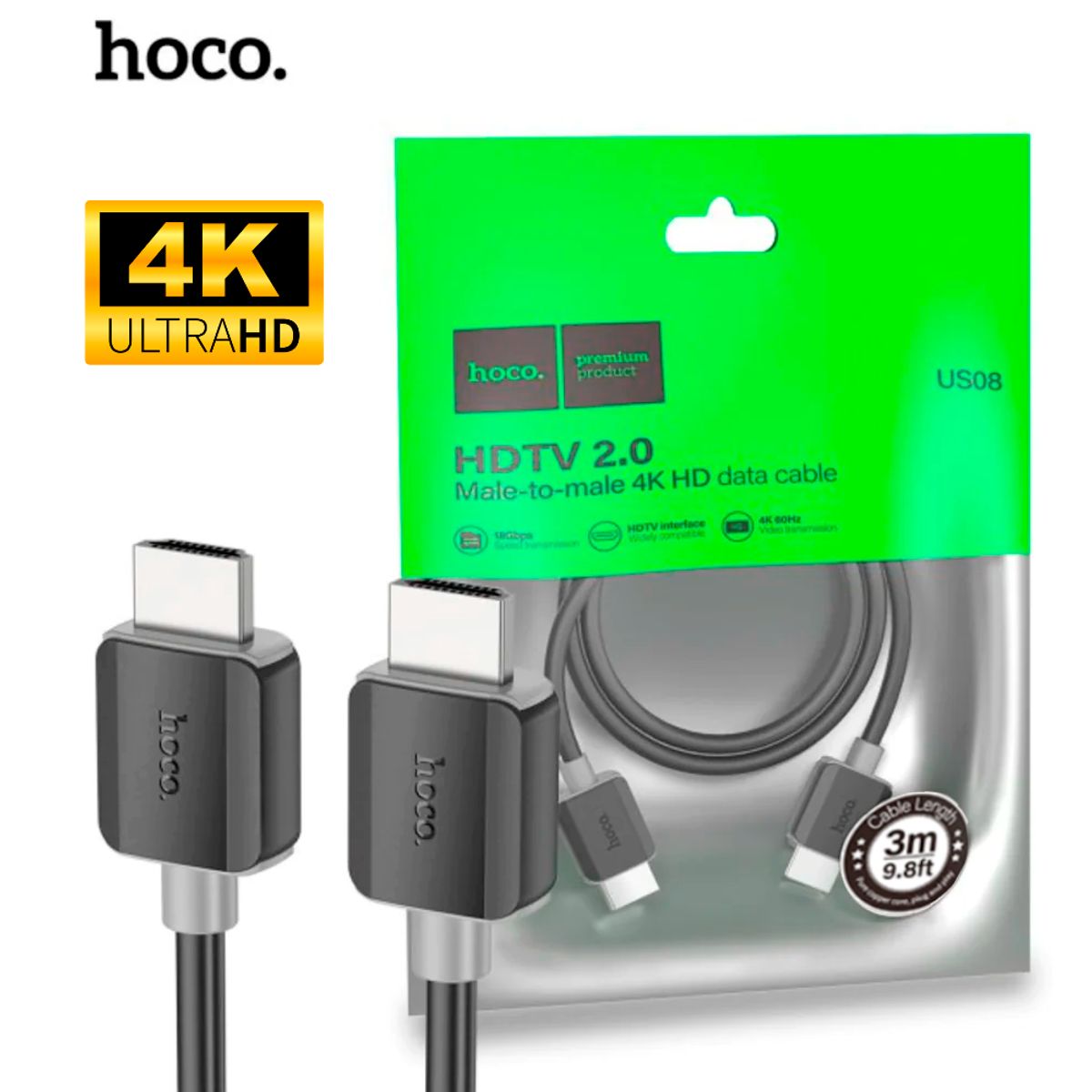 HOCO - Cable De Tranferencia 18Gbps HOCO US08 HDMI 4K Y 60hz De Transmision