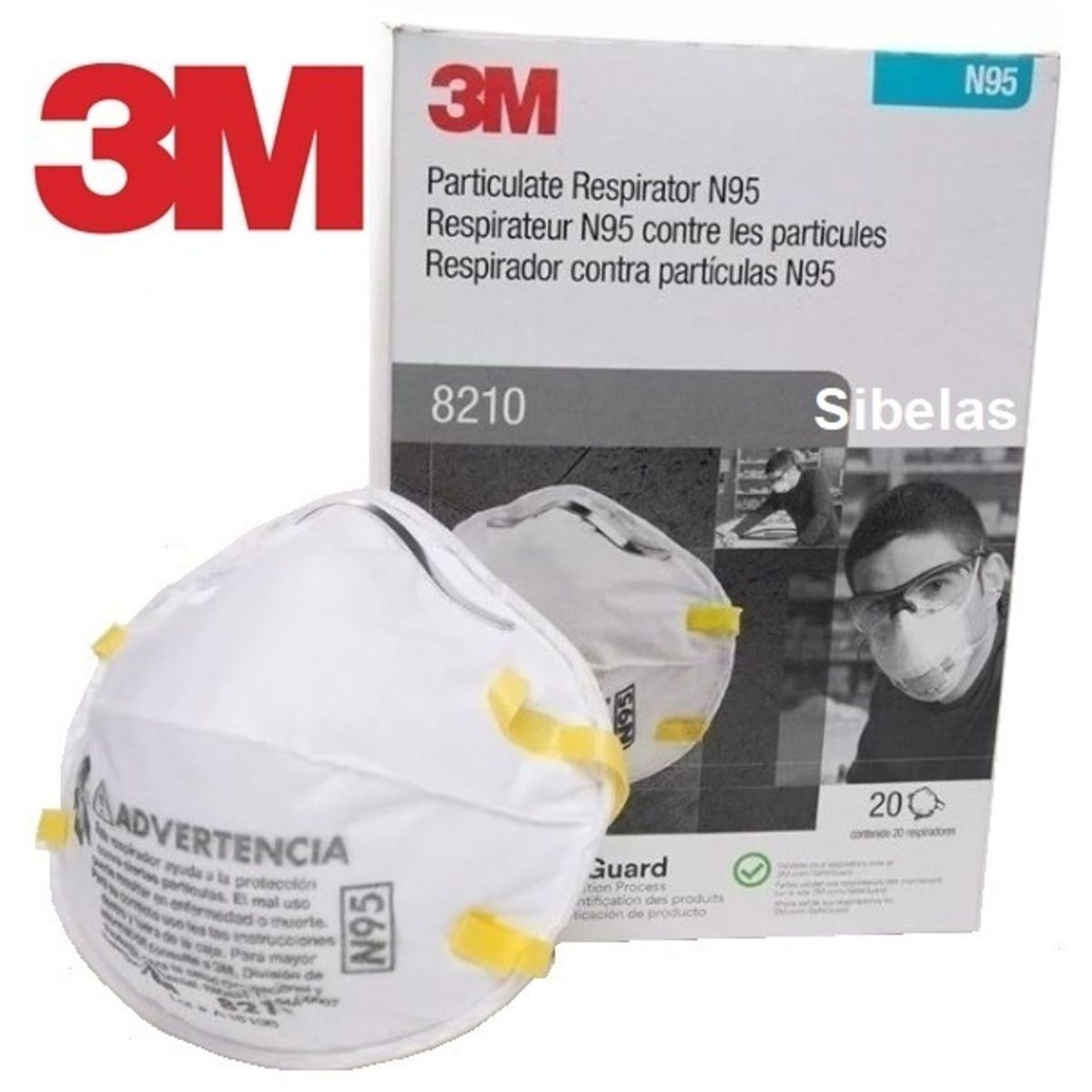 3M - 4 Respiradores 3M N95 8210 Mascarillas N95