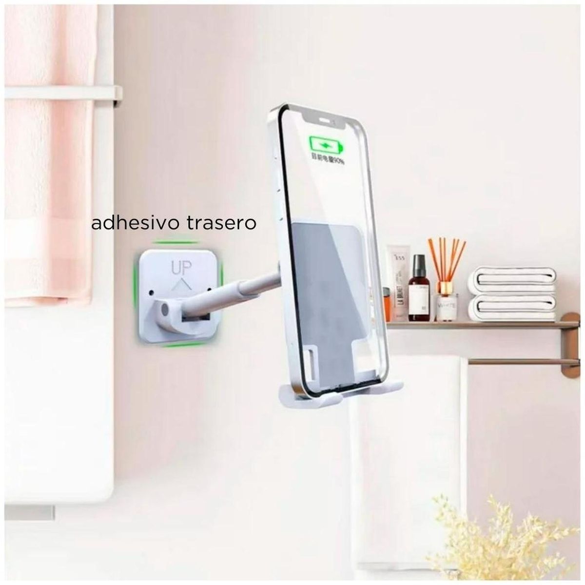 MINARI - Soporte Celular Ajustable Colgante para Pared y Escritorio 2en1 BL C08