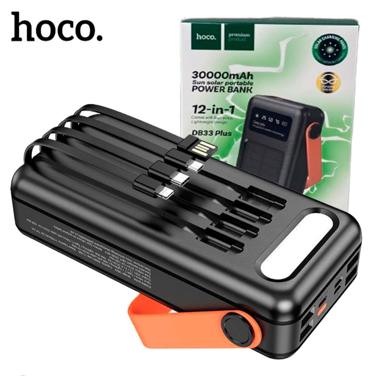 HOCO - Power Bank 30000mAh 12 en 1 HOCO DB33 Con Linterna Led