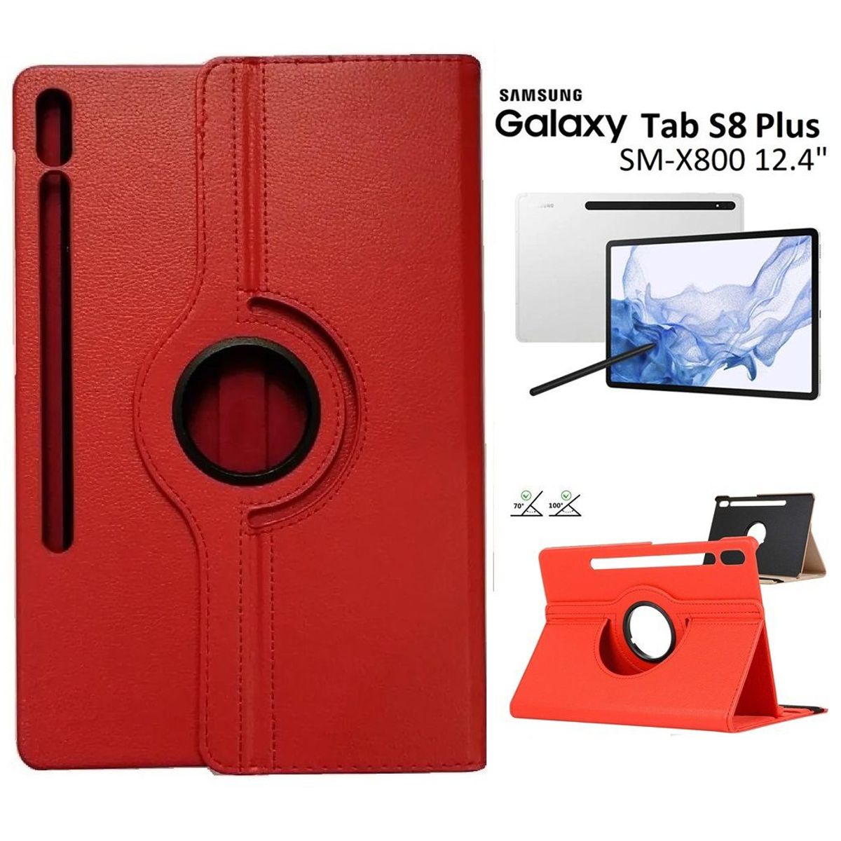 GENERICO - Funda para Samsung Tab S8+ Plus 12.4 SM-X800 Case Flip Cover Protector