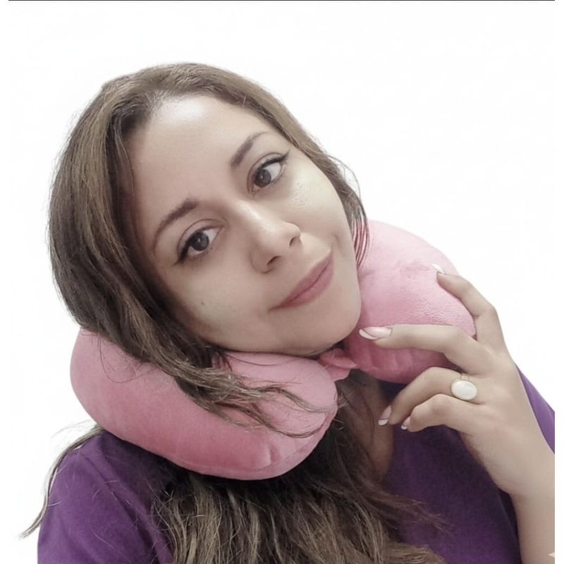 GENERICO - Cojin para Cuello de Terciopelo para Viaje Color Palo Rosa