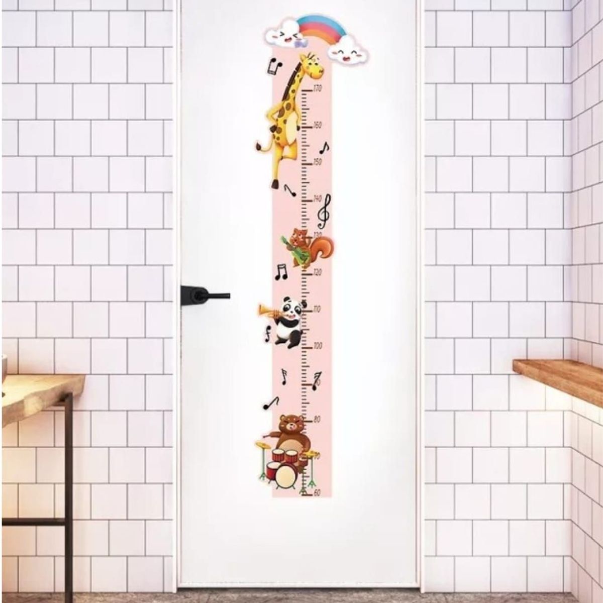 GENERICO - Tallimetro adhesivo niños Jirafa Rosado