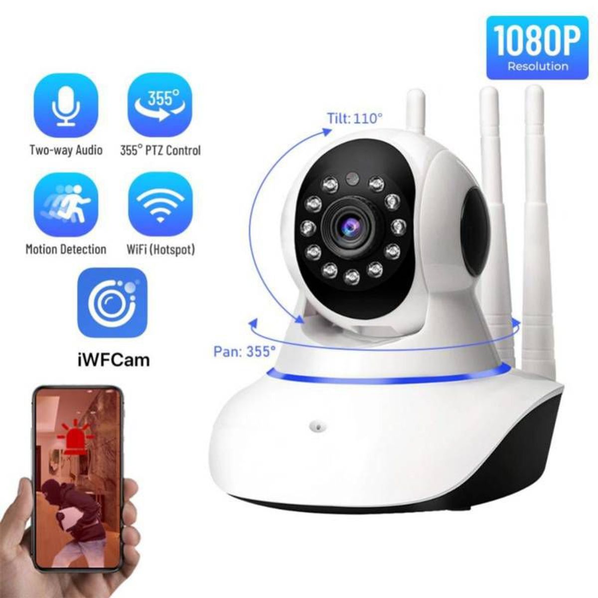 GENERICO - Camara Ip Hd Inalámbrico Wifi 720p Iphone Android Con Audio