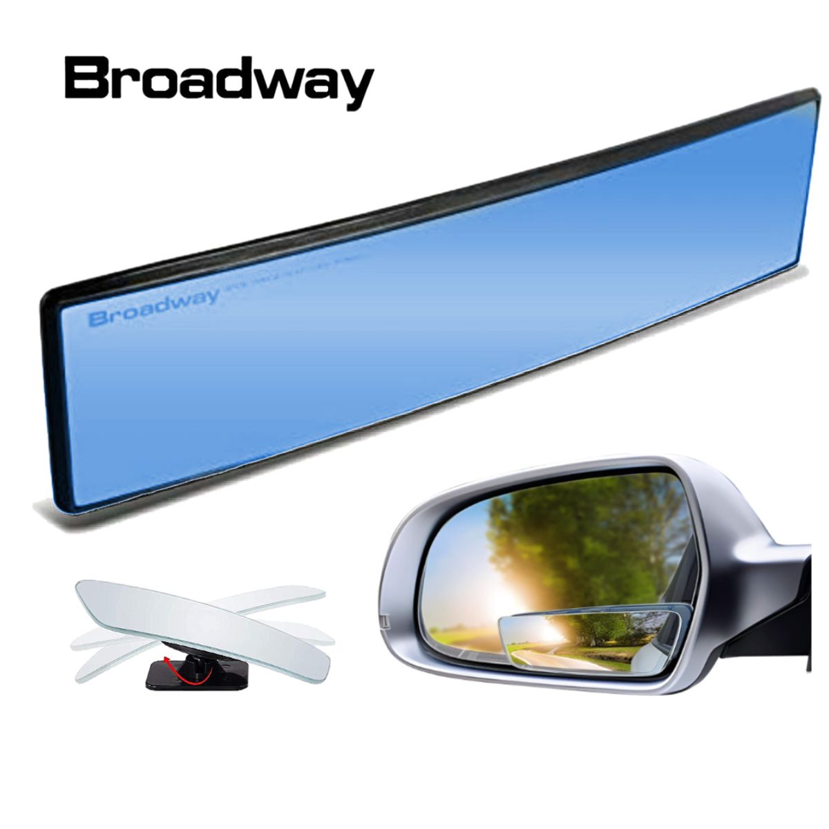 BROADWAY - Pack Punto Ciego Retroviso Panorámico Ancho Azul+2R BROADWAY