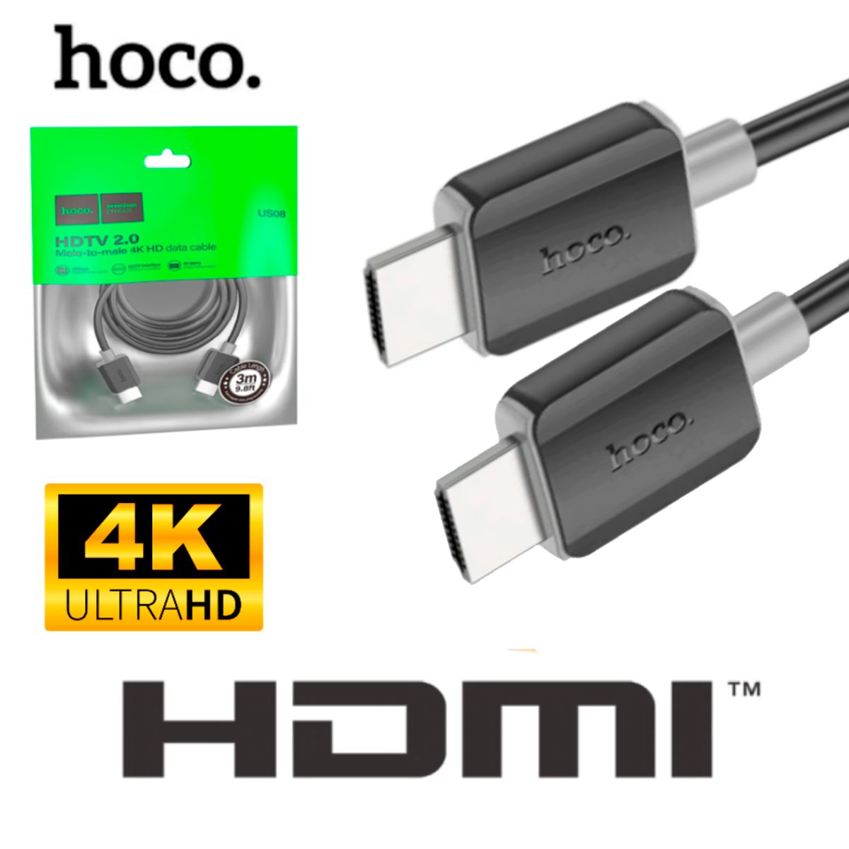 HOCO - Cable HDMI a HDMI De 4K HOCO US08 Con18Gbps de Alta Velocidad