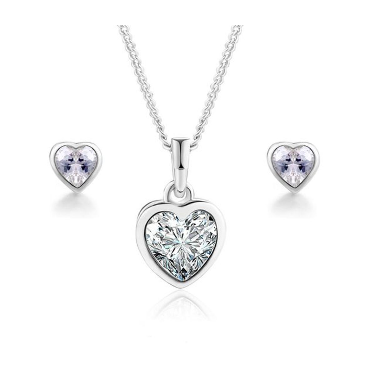 LA TIENDA 88 JOYAS Y ACCESORIOS - La Tienda 88 - Set Collar y Aretes Mujer Corazón Amor - Blanco