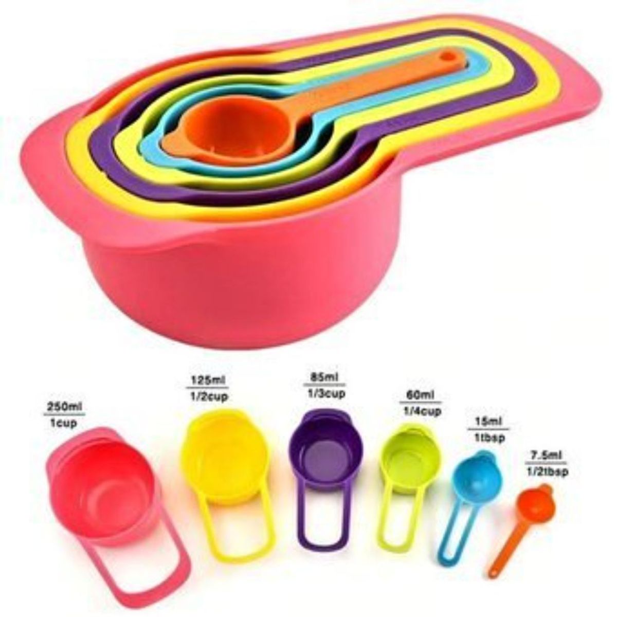 GENERICO - Cucharas Y Tazas Medidoras Plasticas Juego X 6 Repostería