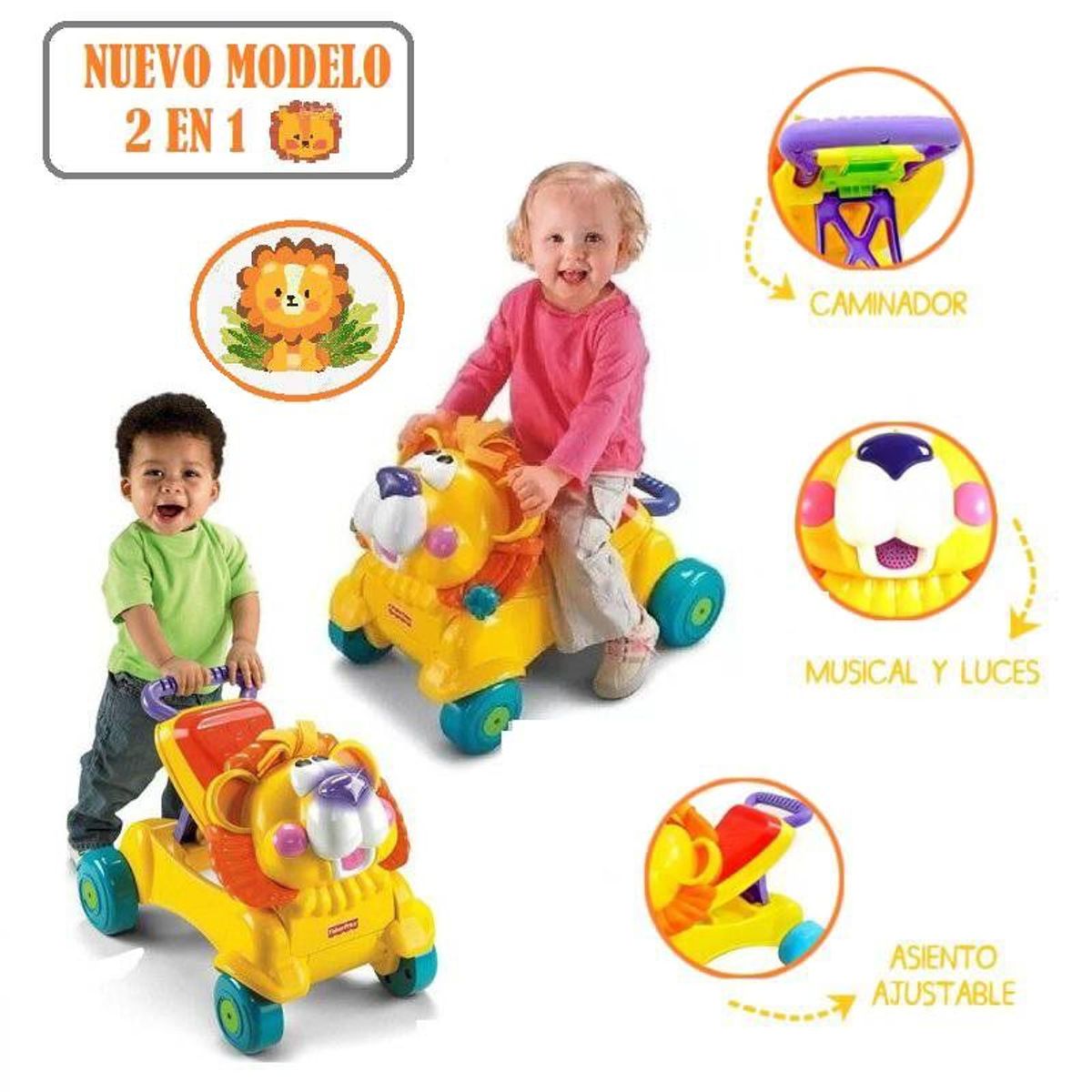 IDEAL - Correpasillos Caminador Musical León 2 en 1