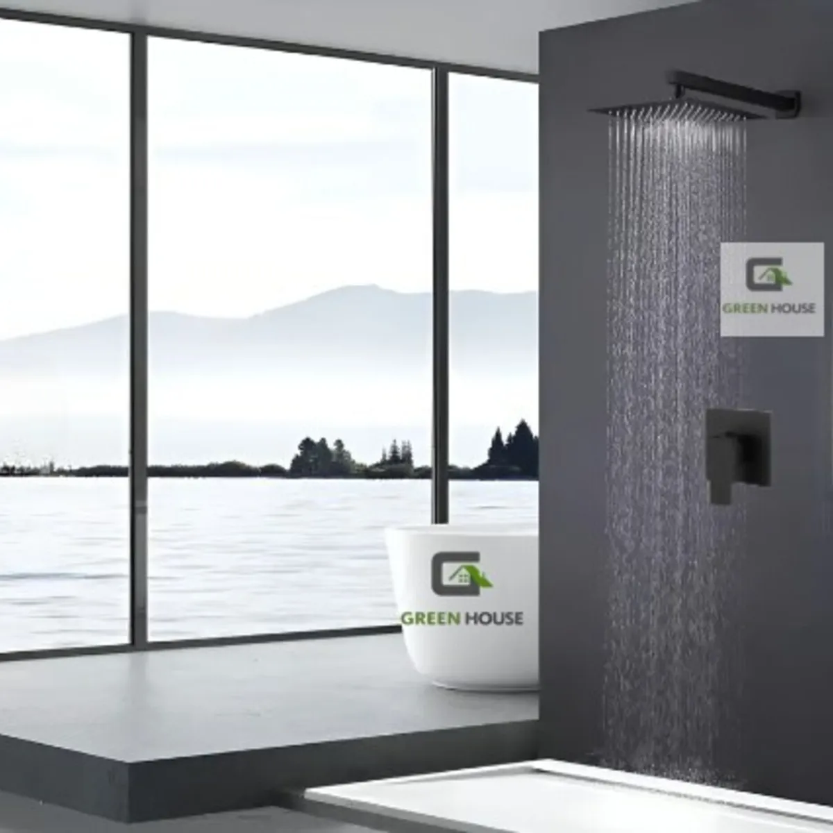 GENERICO - KIT DE DUCHA   12 PULGADAS ACERO NEGRO MATE CON MEZCLADORA MONOMANDO