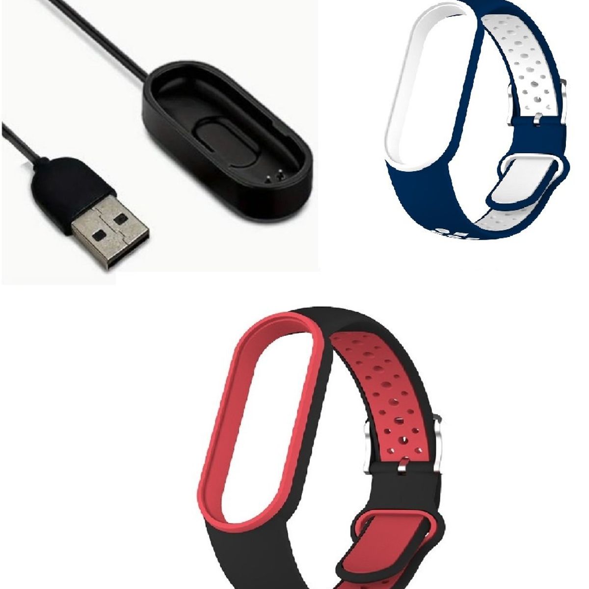 GENERICO - Correa Silicona con hebilla x 2 + cargador Xiaomi Mi Band 4
