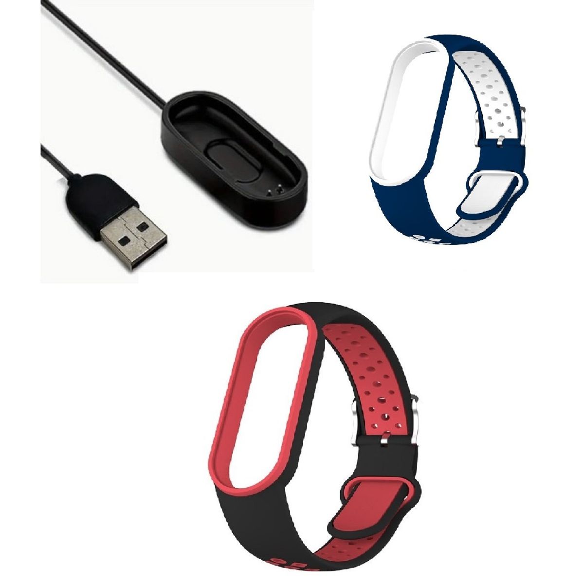 GENERICO - Correa Silicona con hebilla x 2 + cargador Xiaomi Mi Band 4