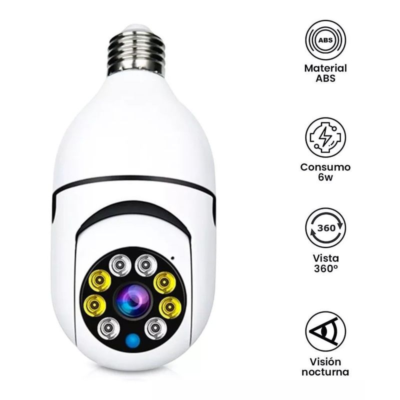 GENERICO - Cámara Foco Espía Wifi Sensor De Movimiento