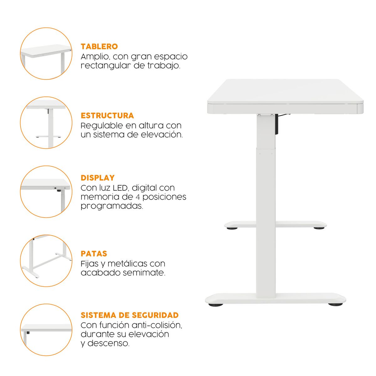 BONNO - Escritorio Skala Regulable Blanco Bonno