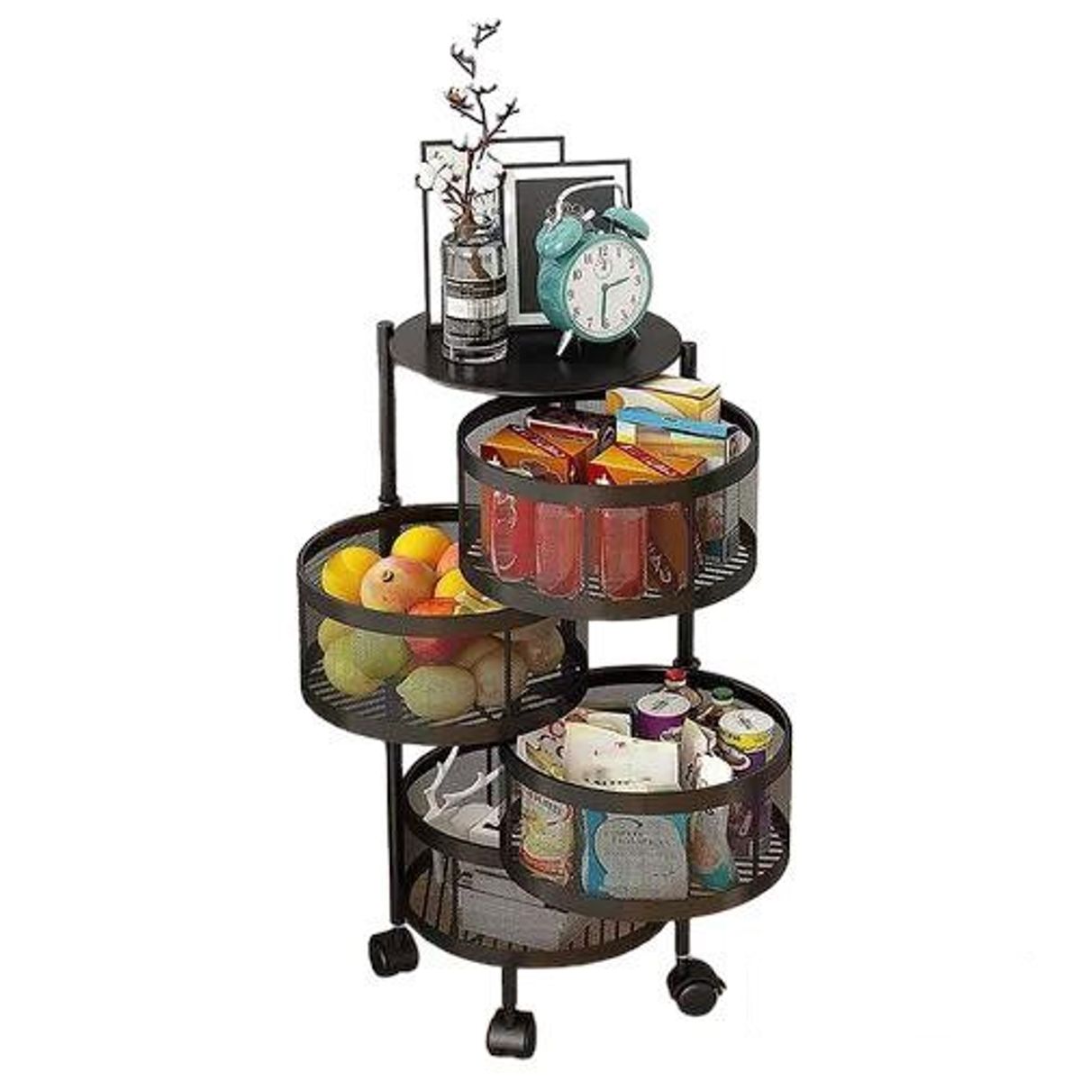 GENERICO - VERDULERO CIRCULAR GIRATORIO BLANCO 4 NIVELES