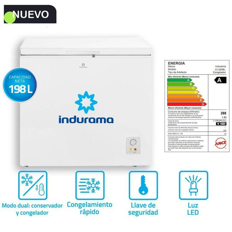 INDURAMA - Congeladora Indurama CI220BL Defrost