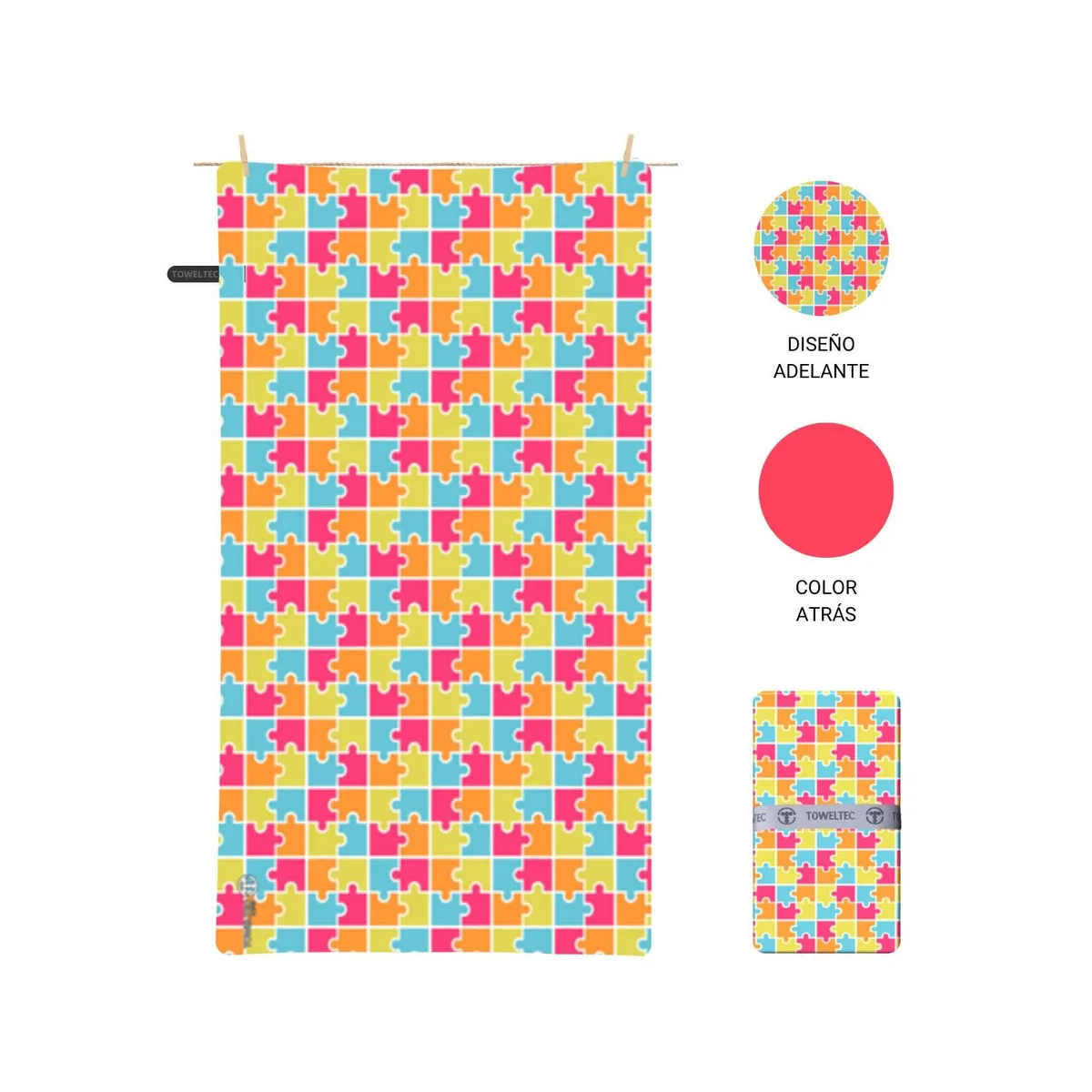 TOWELTEC - TOALLA DE MICROFIBRA MEDIUM DISEÑO PUZZLE 80X130CM