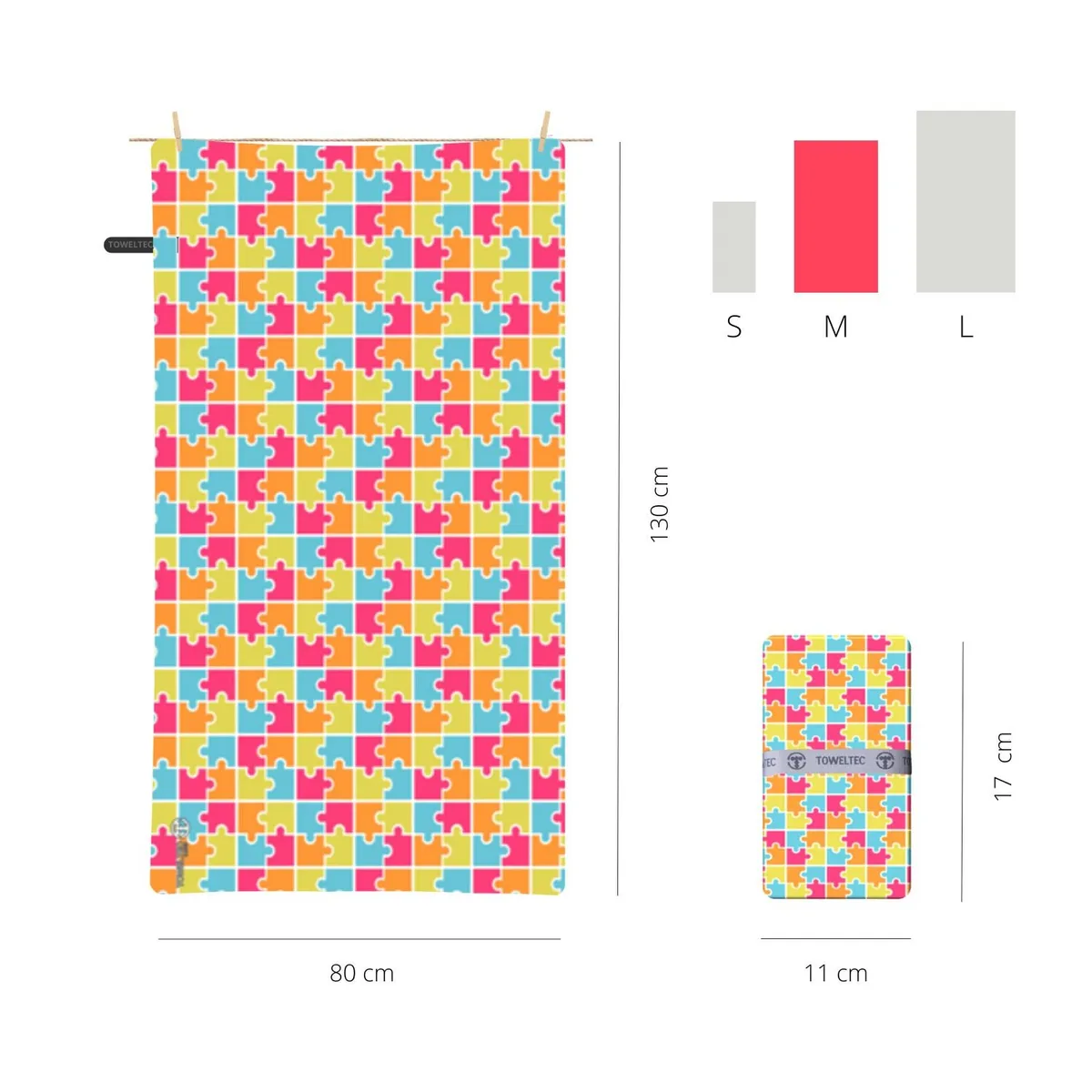 TOWELTEC - TOALLA DE MICROFIBRA MEDIUM DISEÑO PUZZLE 80X130CM