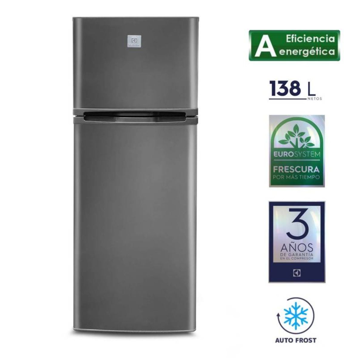 ELECTROLUX - Refrigeradora electrolux 138 ltrs Auto Frost inox ERT18G2HNI