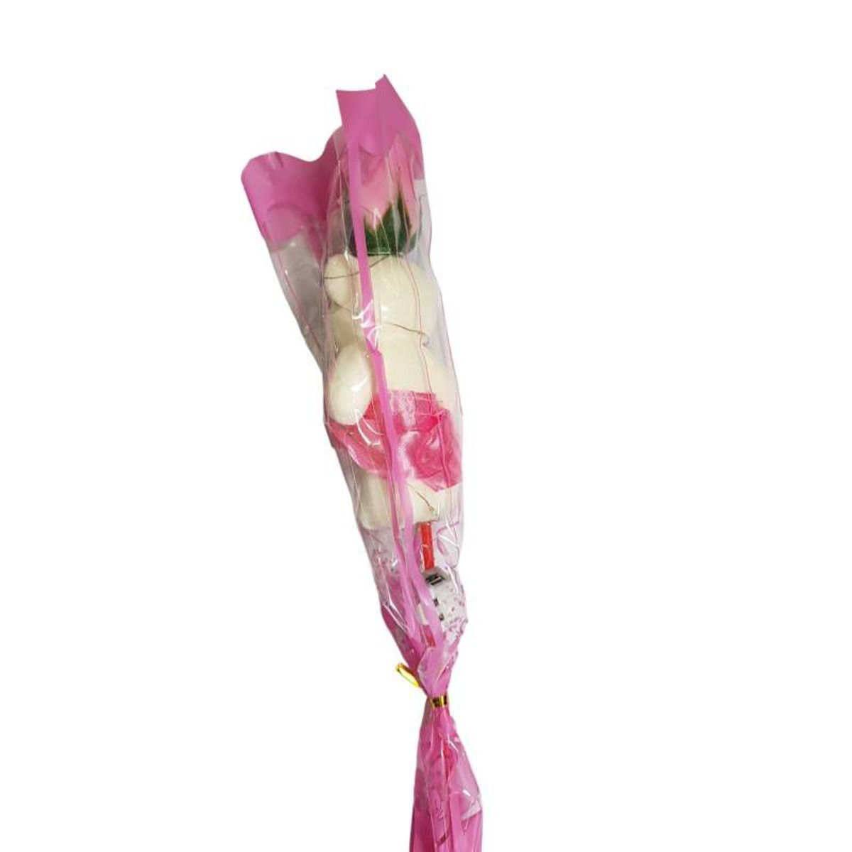 GENERICO - Kit 3 Rosas  de regalo con osito y luces de amor