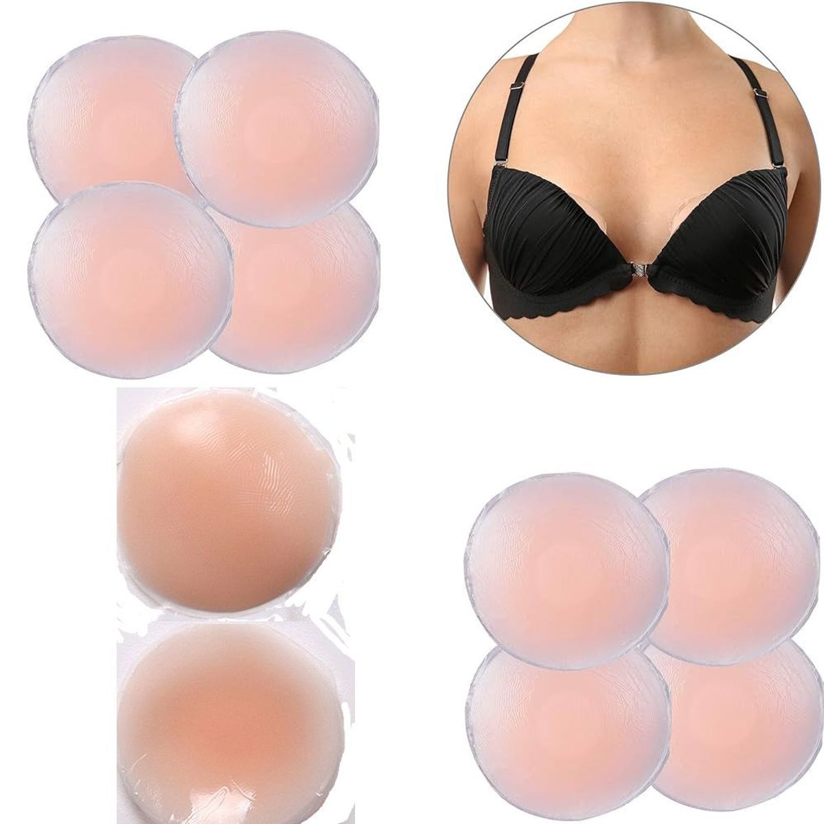 GENERICO - 3 pares - Pezoneras de Silicona Cubre Pezón Adhesivas Reutilizables