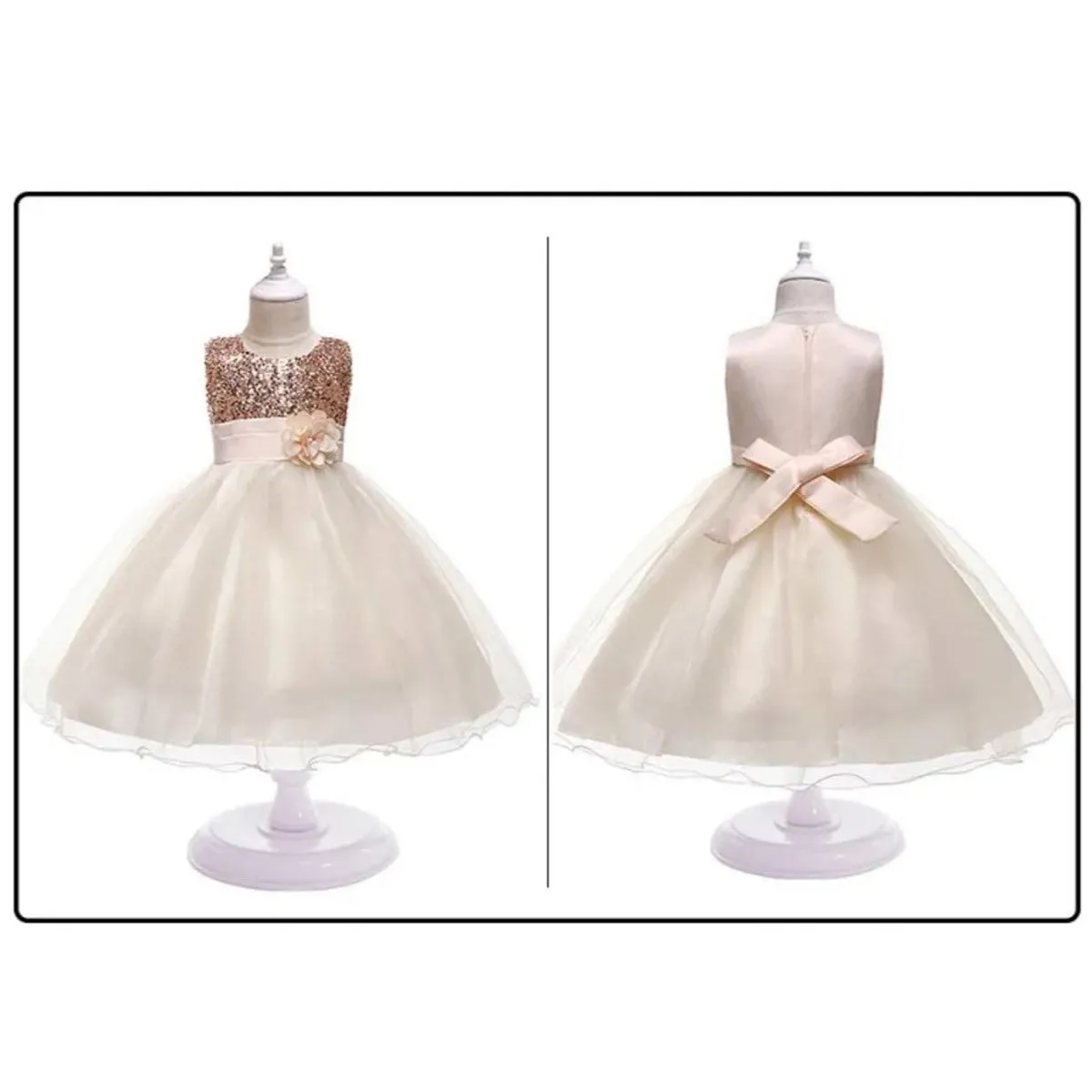 GENERICO - Vestido Niña Bebé Dorado Little Golden Party  Birthday - Genieka