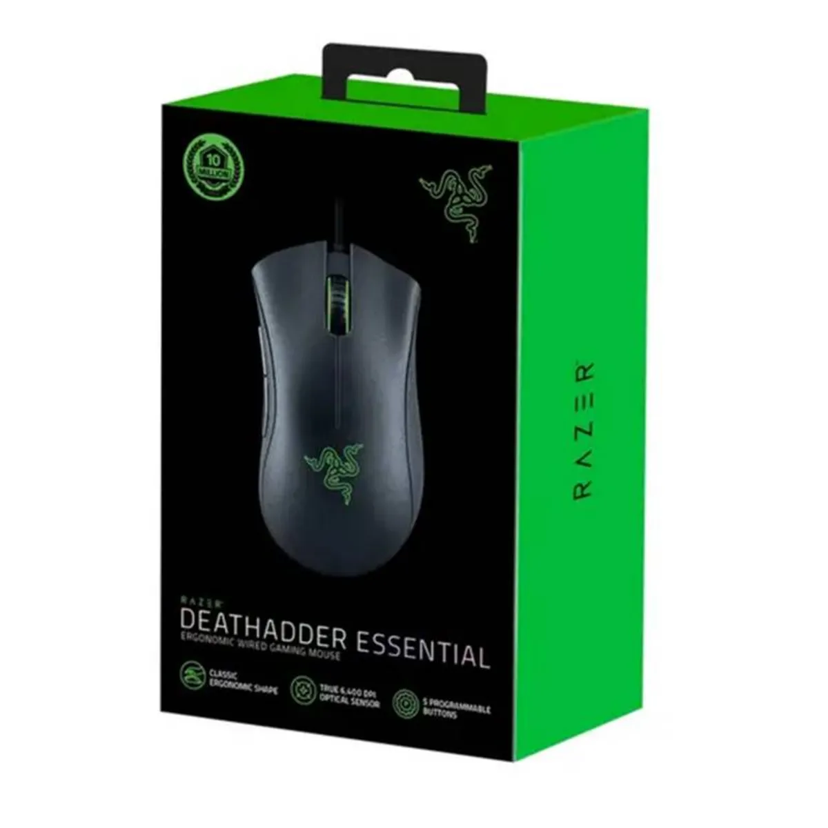 RAZER - Mouse Razer Deathadder Essential green light - Negro
