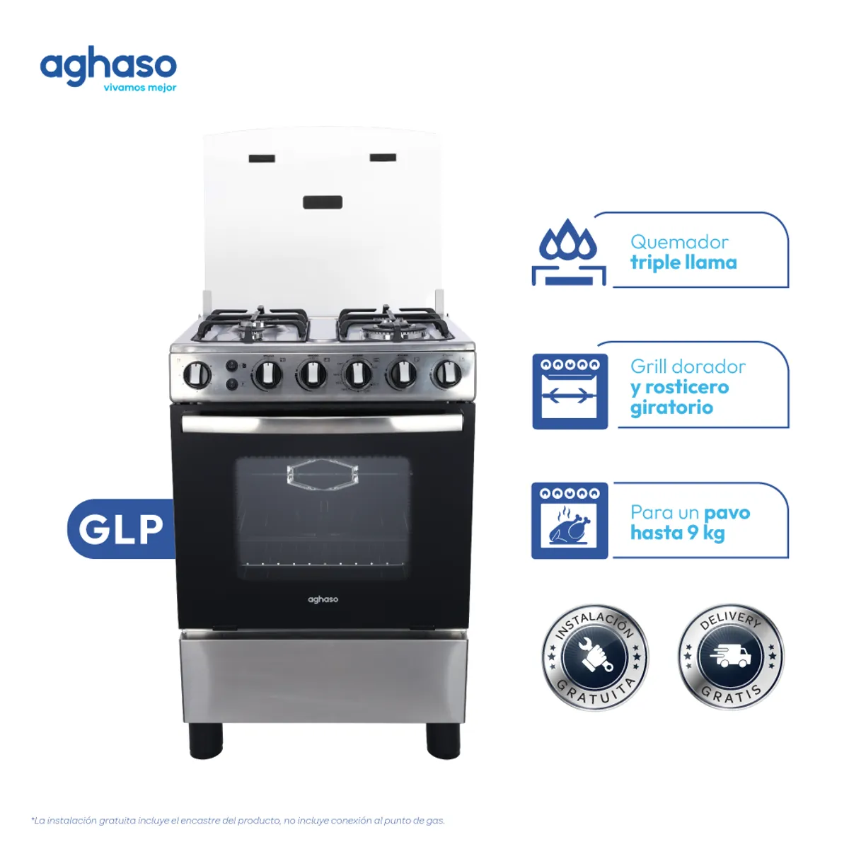 AGHASO - Cocina Aghaso 4 hornillas Premium GLP