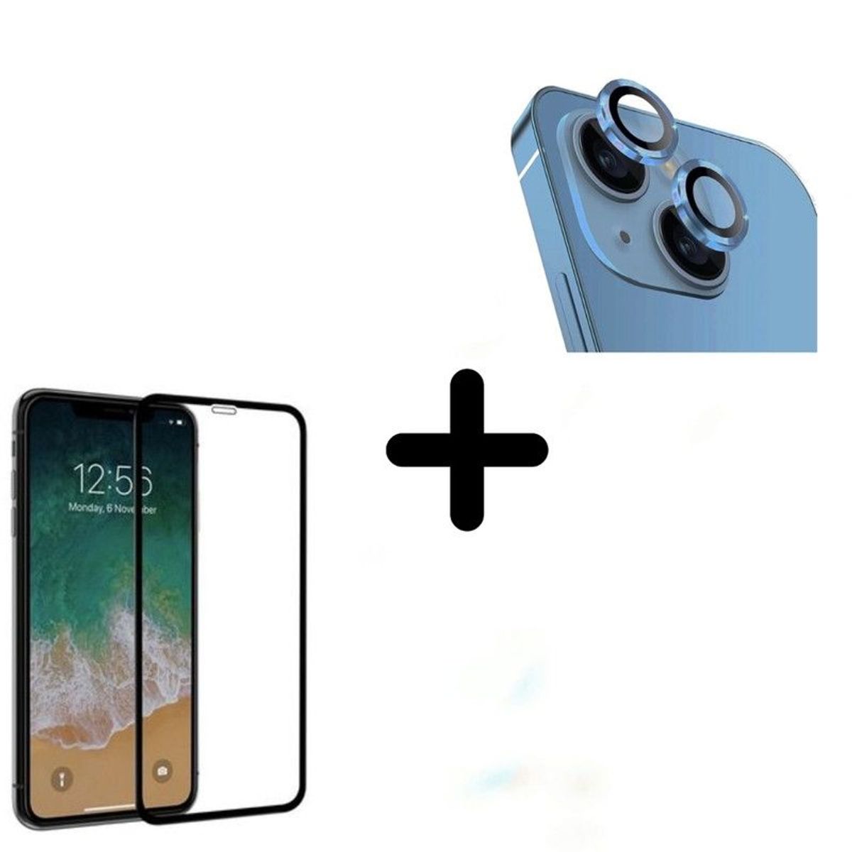 GENERICO - Mica de Camara Individual Iphone 14 Plus + Mica de Pantalla - Azul