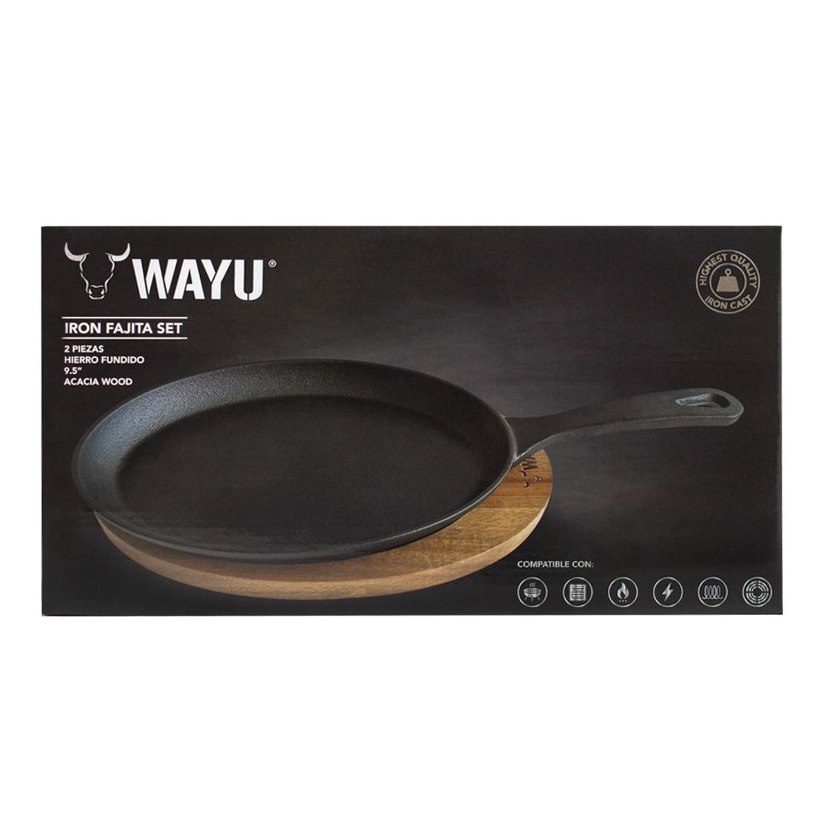 WAYU - Sarten Iron Cast Base Madera Wayu