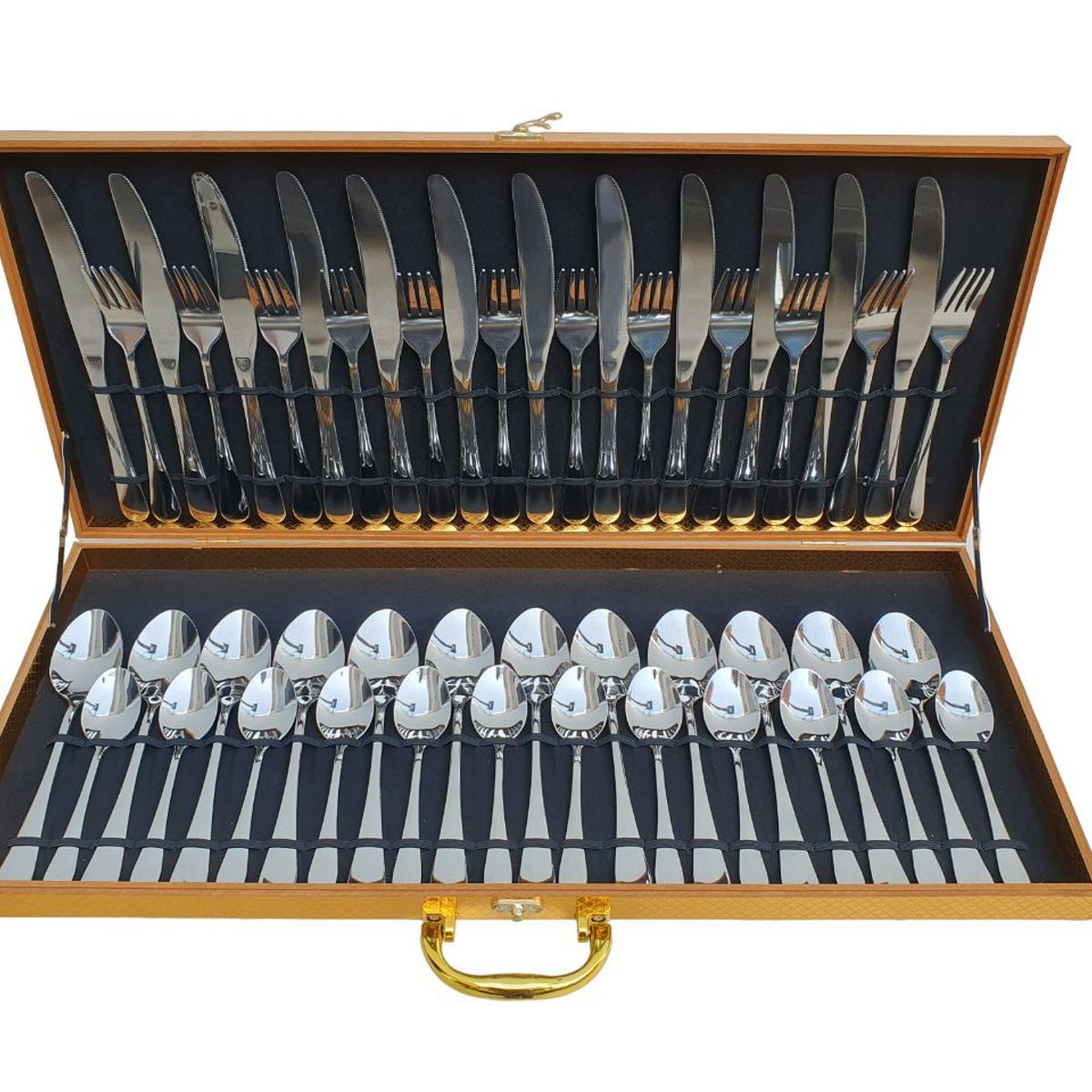 GENERICO - Juego de Cubiertos de Acero de 48 Piezas con Maletín