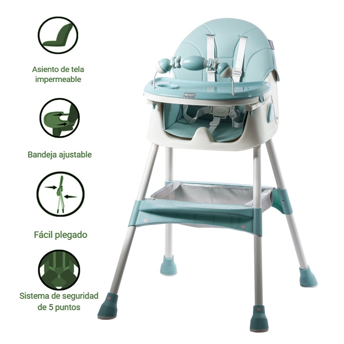 EBABY - Silla de Comer Ebaby Asiento Reclinable DALI Verde