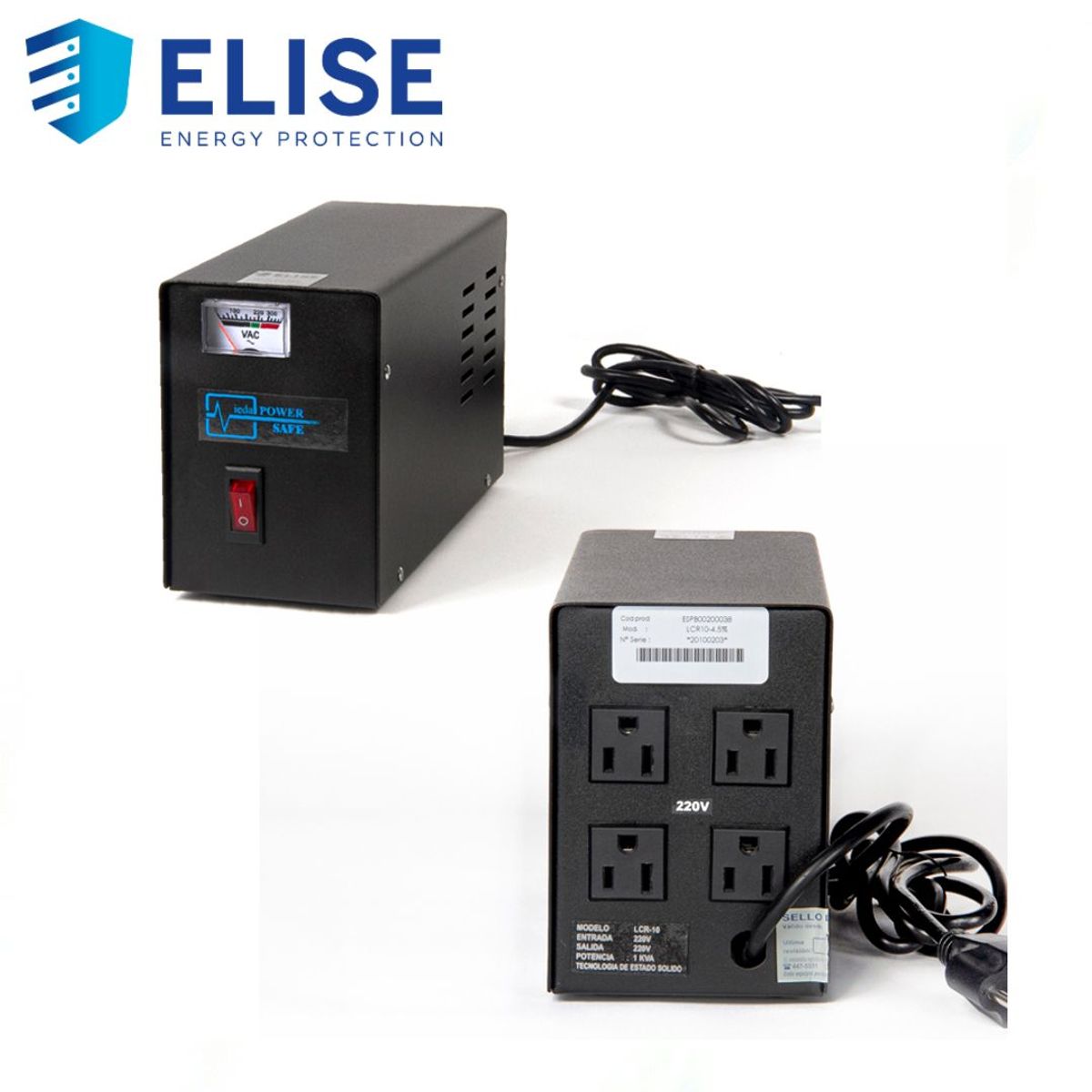 ELISE - Estabilizador Elise Poder LCR-10, Solido 1.0 KVA, 220V, 4 tomas