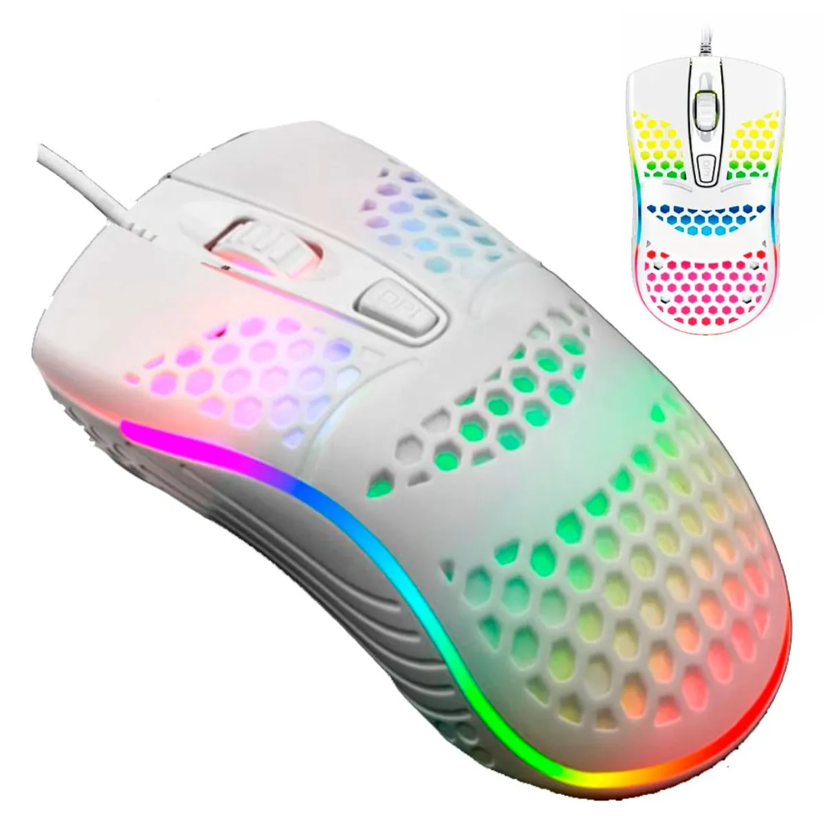 GENERICO - Mouse Gamer USB RGB Para PC y Laptop M10 1600 DPI Blanco