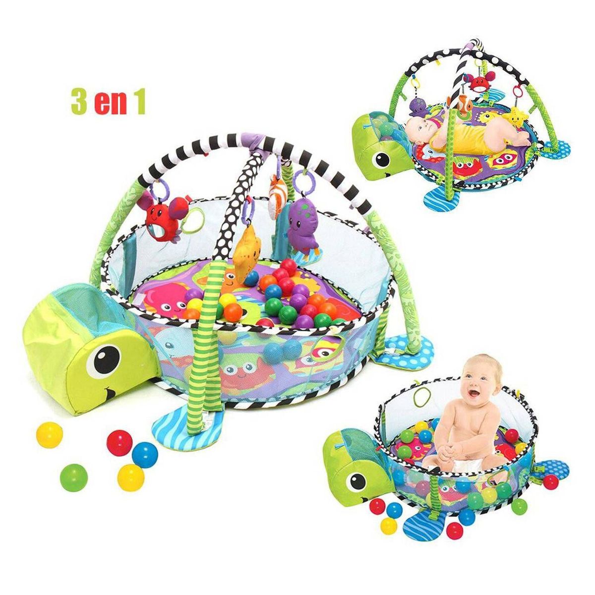 IDEAL - Gimnasio de Actividad Tortuga Con Pelotas 3 en 1