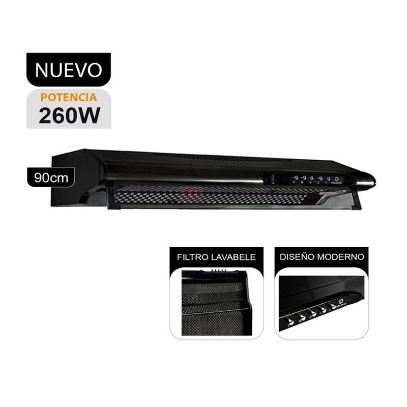 INDURAMA - Campana Extractora 3 Velocidades CEI-902NE