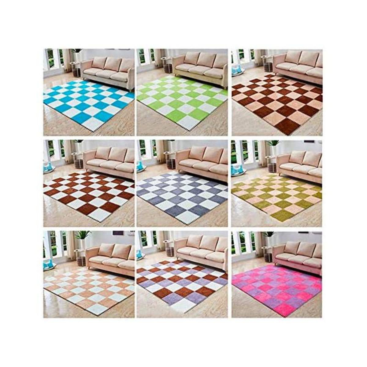 GENERICO - Alfombra De Felpa Piso Decorativo Armable 30cm x 30cm Set 10unds Fucsi