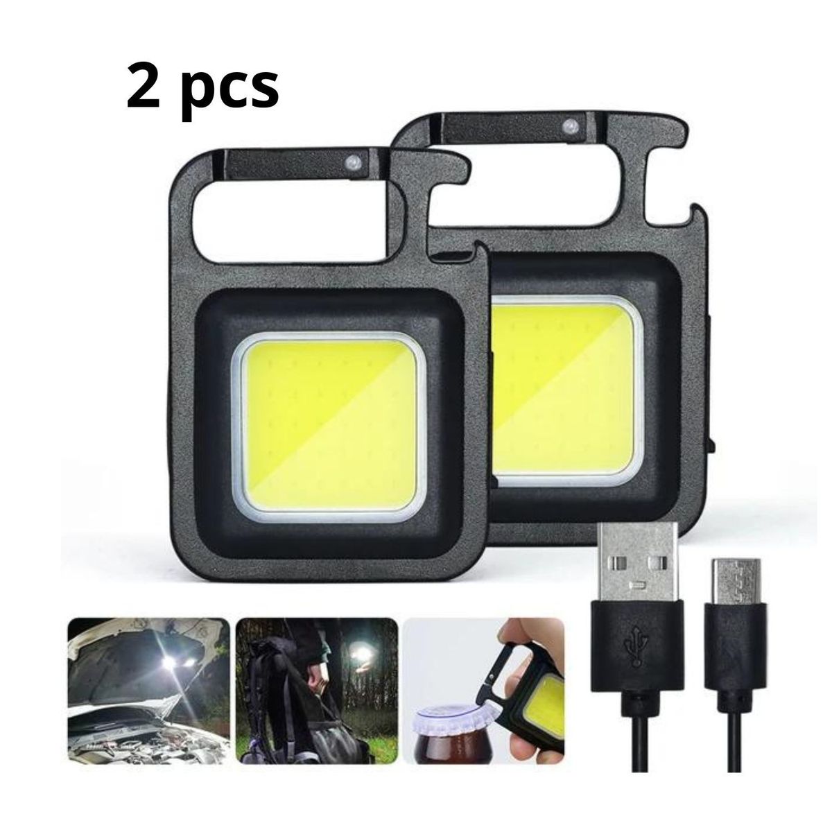 ROHS - Mini Linterna Luz Led Recargable Tipo Llavero x2 unidades