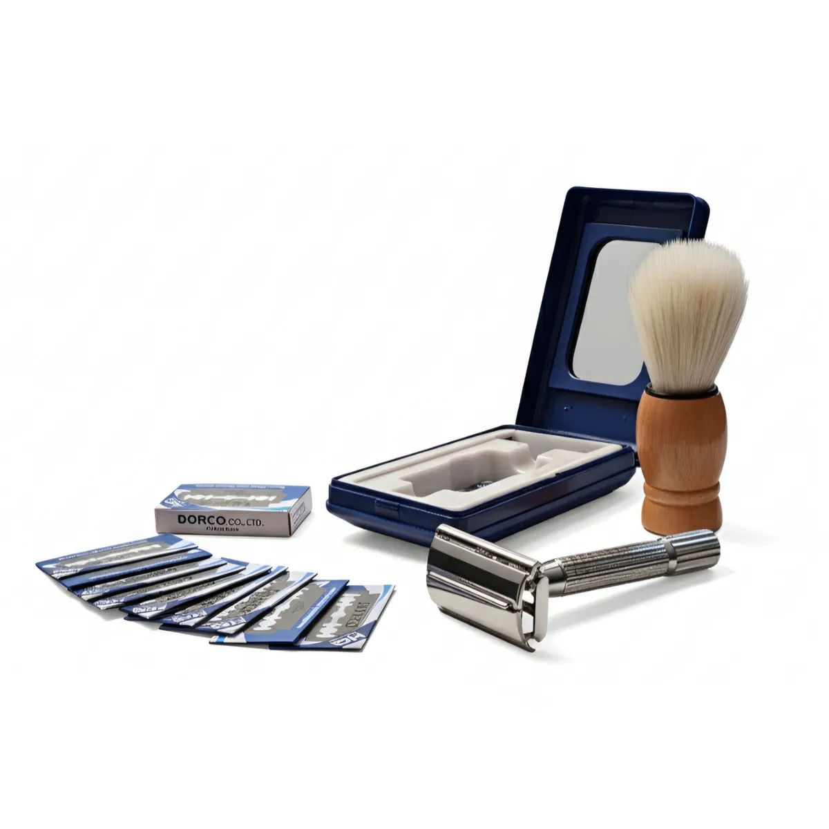 GENERICO - Afeitadora vintage de doble filo con repuestos y brocha barbera