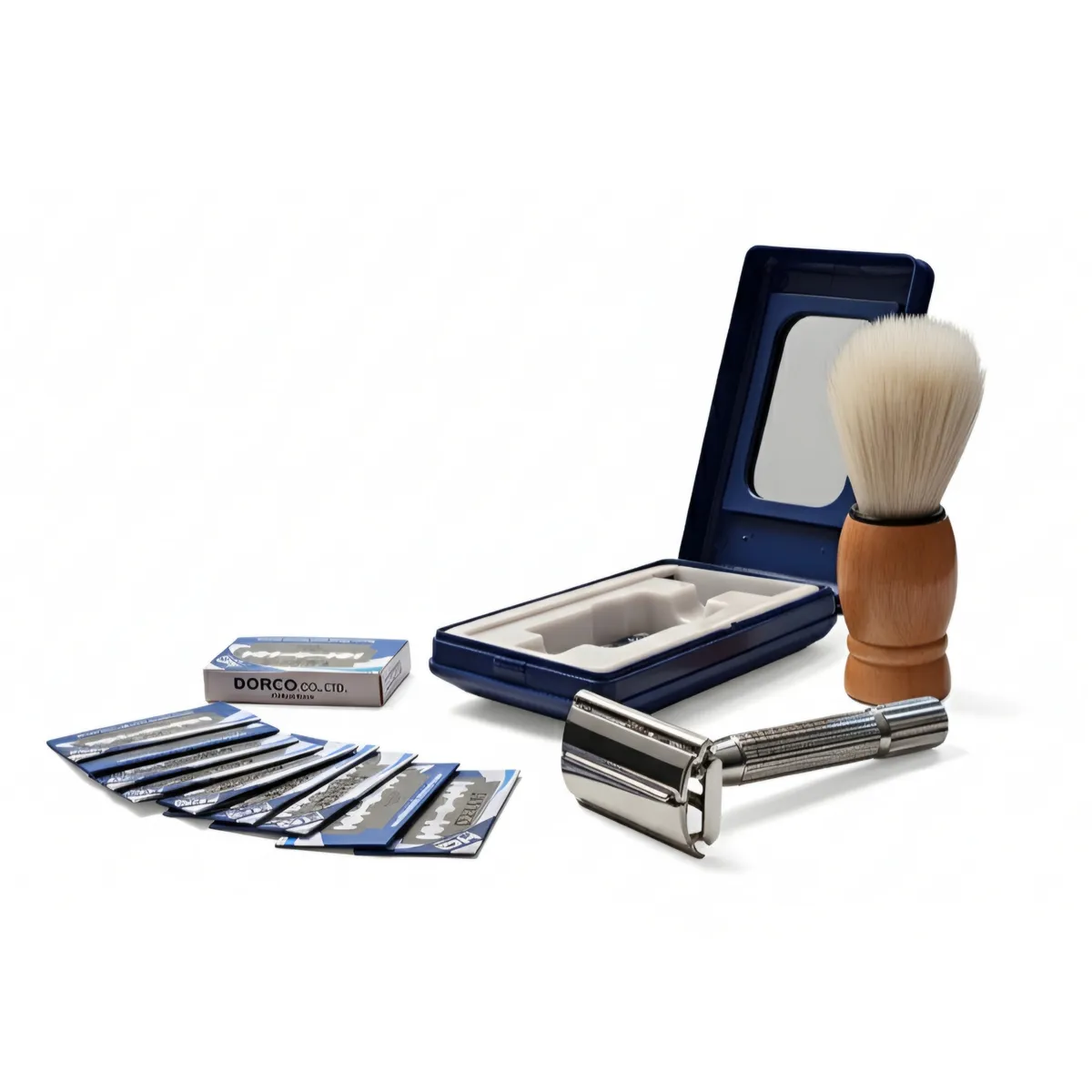 GENERICO - Afeitadora vintage de doble filo con repuestos y brocha barbera