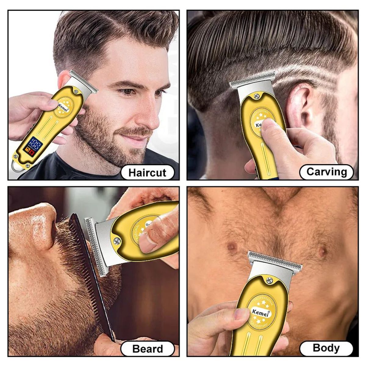 KEMEI - Patillera Trimmer Kemei km-678 con pantalla digital LED