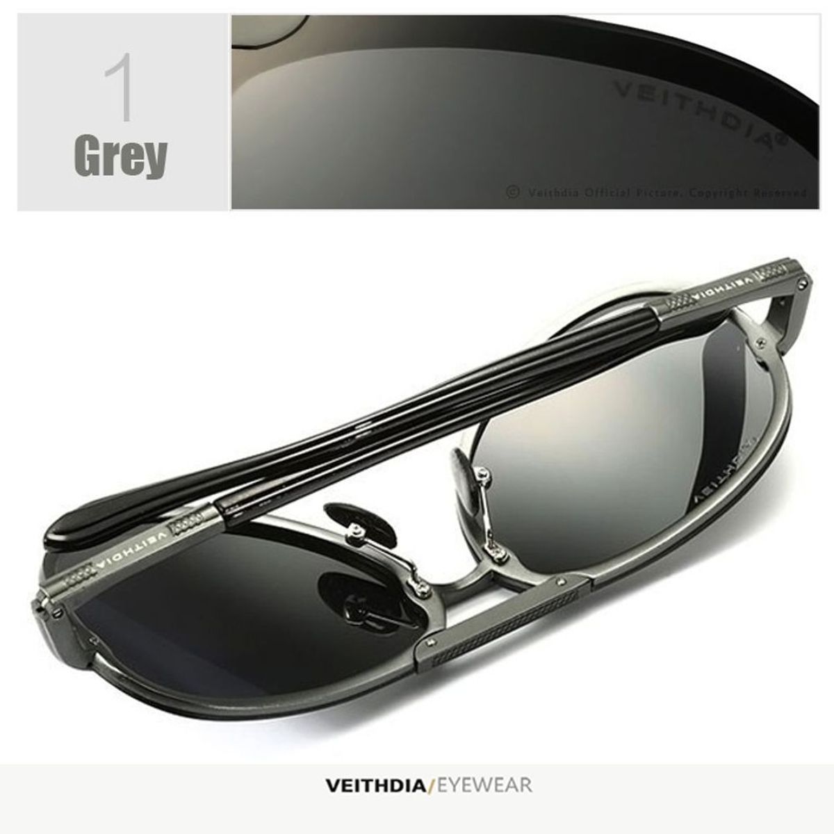 VEITHDIA - Lentes de Sol VEITHDIA - Polarizados - UV400 - Gris