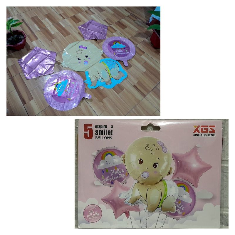 GENERICO - SET DE GLOBOS DECORATIVOS PARA BABYSHOWER CUMPLEAÑOS ROSADO