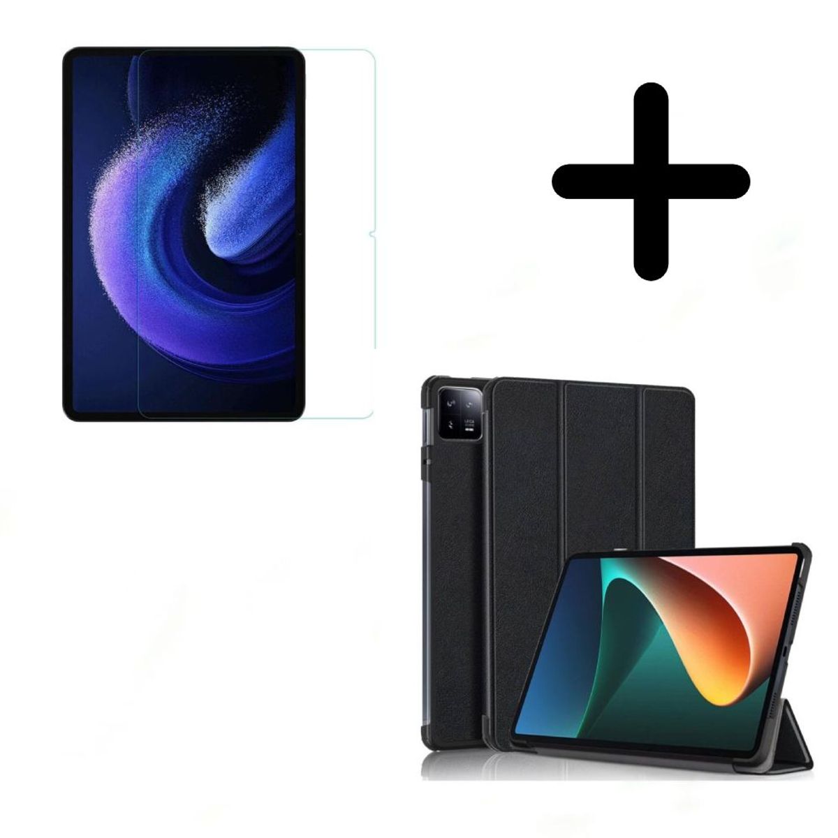 GENERICO - Funda o Flip Cover Para Xiaomi Mi Pad 6 o 6 Pro Negro + Mica de Vidrio
